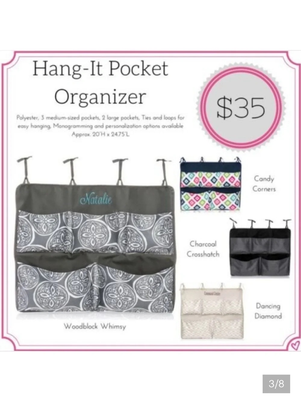 Thirty-one Hang It Pocket Organizer NWT Woodblock Whimsy
